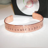 unisex copper cuff bracelet  , custom personalized cuff bracelet or dad, hand stamped jewelry for him