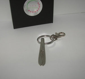 Vintage silverware spoon key ring, custom personalized hand stamped  silverware jewely, Recycled spoon silverware jewelry
