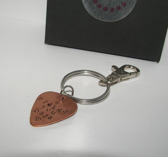 I picked you keychain, custom quitar pick keychain for dad, personalized  hand stamped jewelryhandstamped jewelry