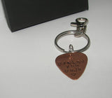 I picked you keychain, custom quitar pick keychain for dad, personalized  hand stamped jewelryhandstamped jewelry