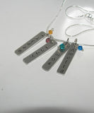 skinny pewter bar necklace with kids names, personalized jewelry for mom,  mommy necklace for her, custom hand stamped jewelry