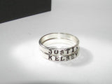 kids name stacking rings, silver stacking rings , Mother's stacking name rings, hand stamped personalized jewelry, handstamped jewelry