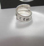 Pewter kids name wrap ring, custom personalized jewelry ,hand stamped jewelry ring for mom, Anniversary gift for mom, handstamped jewelry