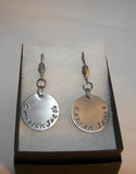 custom silver earrings for mom, personalized bridal earrings, hand stamped dangle drop earrings, handstamped jewelry