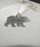 Mama bear necklace, personalized jewelry for mom, hand stamped jewelry, custom stamped gift for mom, handstamped jewelry