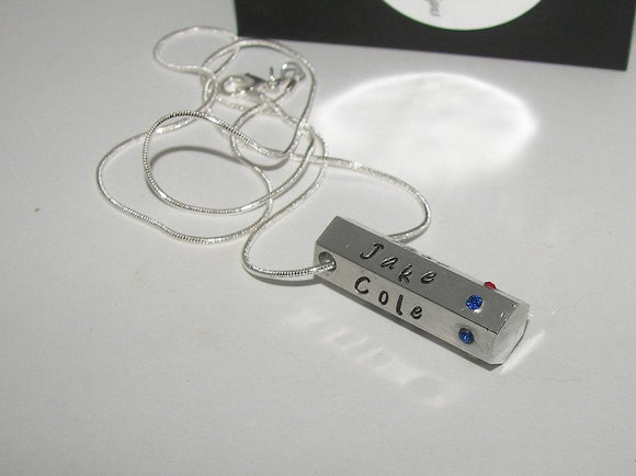 personalized 6 sided bar necklace, personalized jewelry , kids name necklace, gift for mom