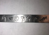 Pewter hand stamped cuff bracelet,  gift personalized with name and school , custom handstamped  jewelry, handstamped jewelry