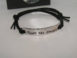Skinny bar trust the journey, word bracelet,  message and date bracelet for him,  custom personalized bar bracelet, hand stamped jewelry