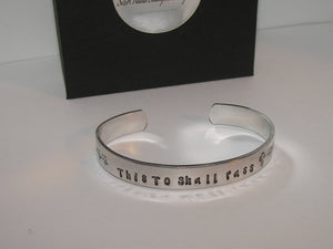 personalized Sterling  This too shall pass custom hand stamped cuff bracelet, personalized mom jewelry
