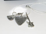 Pewter jewelry , The music I sing to memorial guitar pick necklace, personalized jewelry , custom hand stamped jewelry, handstamped jewelry
