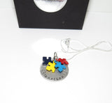 Hand stamped Autism awareness jewelry, personalized Autism necklace with kids name for mom, custom autism necklace, handstamped jewelry