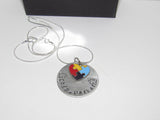 Hand stamped Autism awareness jewelry, personalized Autism necklace with kids name for mom, custom autism necklace, handstamped jewelry