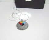 Hand stamped Autism awareness jewelry, personalized Autism necklace with kids name for mom, custom autism necklace, handstamped jewelry