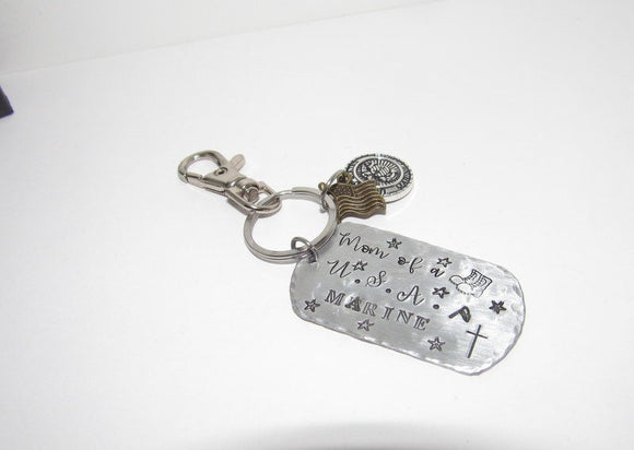 Military mom keychain, Military wife gift, Army mom gift, Marine mom gift,  Airforce mom, Navy mom, coast quard mom, custom stamped keychain