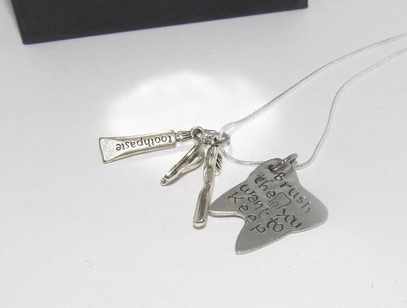 Brush the ones you want to keep necklace, Dental gift, gift for dental Assistant , gift for dental Hygienist , funny retirement gift