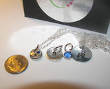 Personalized pewter tiny initial necklace with birthstone, kids name necklace, mothers initial necklace, custom hand stamped jewelry