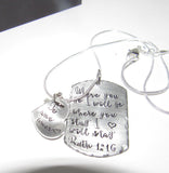 personalized Ruth 1:13, mommy necklace where you go I will go . Personalized hand stamped jewelry. Handstamped gift for her.