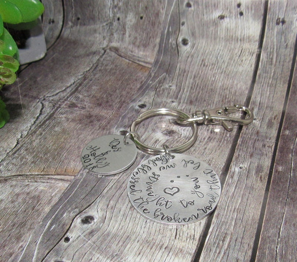 Pewter God bless the broken road, couples keyring, gift for mom , Wedding gift for  him or her, key chain for couples