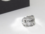 personalized Sterling silver Cancer is tough but I am tougher wrap ring, personalized hand stamped jewelry, cancer survivor ring