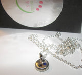 Personalized pewter tiny initial necklace with birthstone, kids name necklace, mothers initial necklace, custom hand stamped jewelry