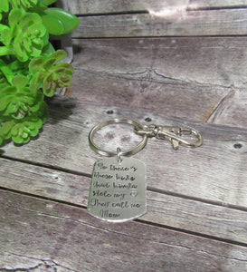 Pewter So there's these kids that stole my heart they call or dad, Key ring with kids names, custom personalized hand stamped jewelry