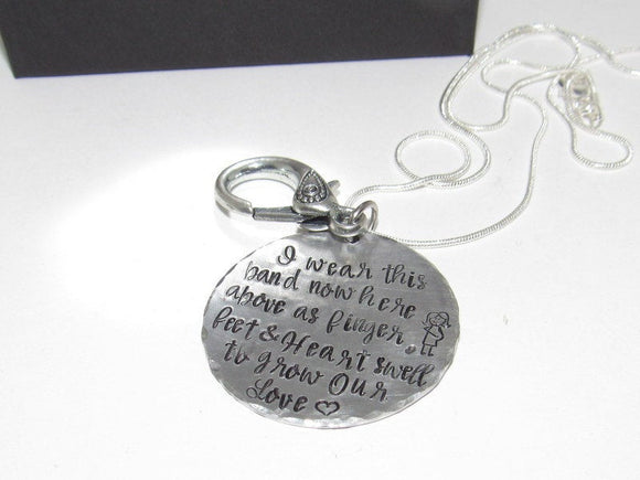 personalized Ring holder necklace , custom personalized mother to be gift, hand stamped new mom or mommy  to be necklace handstamped jewelry