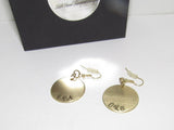 custom gold earrings for mom, personalized bridal earrings, hand stamped dangle drop earrings, handstamped jewelry
