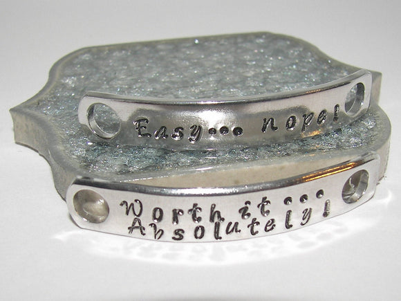 handstamped jewelry  shoe bars, shoe tags for runners, military boot tags , deployment gift for dad, handstamped jewelry