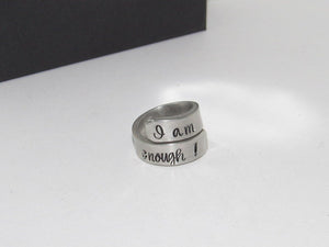 I am enough pewter wrap ring, daily inspiration rings, pewter wrap ring, stamped jewelry , personalized rings, custom rings