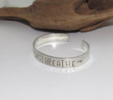 Let go just breath affirmation cuff bracelet, pewter jewelry, best friend gift, personalized bracelet for her, handstamped jewelry