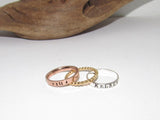 kids name stacking rings, silver stacking rings , Mother's stacking name rings, hand stamped personalized jewelry, handstamped jewelry