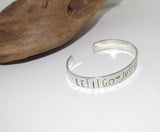 Let go just breath affirmation cuff bracelet, pewter jewelry, best friend gift, personalized bracelet for her, handstamped jewelry