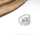 Pewter ring  I love you to the moon and back ,  custom personalized jewelry, hand stamped jewelry ring for friend ,  gift for best friend
