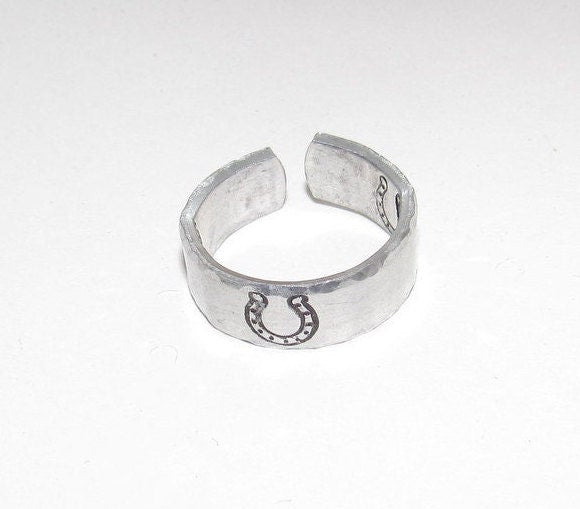Horseshoe ring, Western theme Personalized Adjustable stamped ring,  inspiration rings, adjustable silver ring, stamped jewelry, boho ring