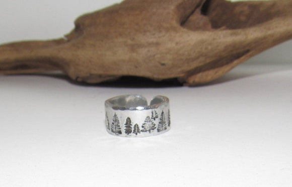 Trees Inspirational Ring, Nature Inspirational Ring ,Personalized Silver Hand Stamped Ring,  Forest Aluminum Hand Stamped Ring