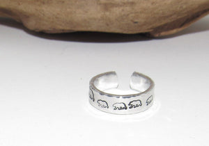 Mama bear ring,  Adjustable stamped ring, bear ring  aluminum ring, inspiration rings, adjustable silver ring, stamped jewelry,