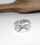 Sterling silver Dandelion breath adjustable stamped ring, inspiration rings, adjustable silver ring, stamped jewelry, Personalized boho ring
