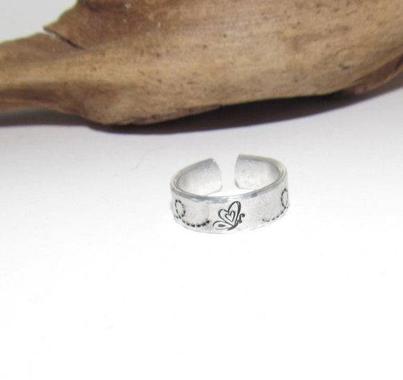 Butterflies Inspirational Ring, Nature Inspirational Ring ,Personalized Silver Hand Stamped Ring, Aluminum Hand Stamped Ring