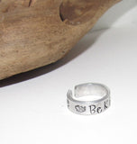 Be Kind Inspirational Ring and cuff set, Nature Inspirational Ring ,Personalized Silver Hand Stamped Ring, Aluminum Hand Stamped Ring