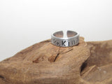 Be Kind Inspirational Ring and cuff set, Nature Inspirational Ring ,Personalized Silver Hand Stamped Ring, Aluminum Hand Stamped Ring