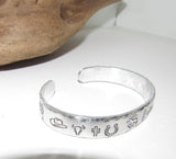 Western theme cuff, Adjustable stamped cuff bracelet, adjustable custom cuff, adjustable stamped bracelet, western  jewelry,