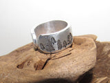 Sterling silver Trees Inspirational Ring, Unisex thumb ring, Nature Inspirational Ring, Personalized Stamped Ring,  Forest Hand Stamped Ring