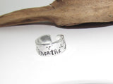 Sterling silver Dandelion breath adjustable stamped ring, inspiration rings, adjustable silver ring, stamped jewelry, Personalized boho ring