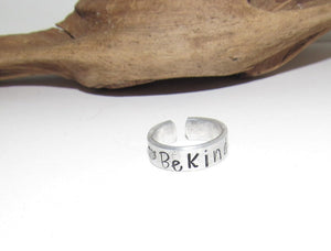 Be Kind ring,  Inspirational Ring, adjustable ring  ,Personalized Hand Stamped Ring, Aluminum Hand Stamped Ring, design your own ring