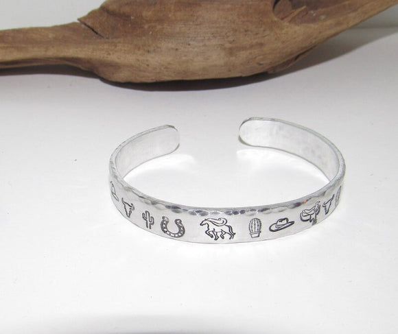 Western theme Personalized Adjustable stamped cuff bracelet, inspiration rings, adjustable silver ring, stamped jewelry, boho mountain ring