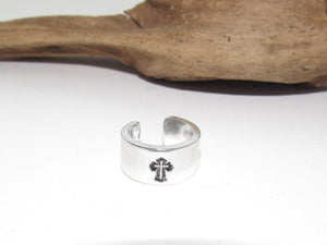 silver aluminum cross ring, Custom Skinny Stamped Ring, Stamped Name Ring, Personalized Ring, Southwestern Ring, Custom Stamped Name Ring