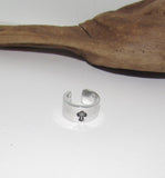 silver pewter cross ring, rock climber ring, Personalized Adjustable stamped ring,  stamped cross jewelry, boho ring