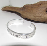 Pewter Books can take use over the rainbow, Personalized Adjustable stamped cuff bracelet, pewter cuff, stamped jewelry,