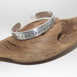 Pewter Books can take use over the rainbow, Personalized Adjustable stamped cuff bracelet, pewter cuff, stamped jewelry,