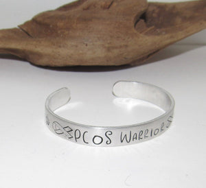 PCOS awareness warrior cuff bracelet, awareness jewelry, chronic illness awareness gift, personalized bracelet for her, hand stamped jewelry